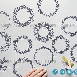 Wreath Svg Bundle! Wreath Clipart, Monogram Frame, Christmas Wreath Svg, Leaves Svg, Flourishes Svg Digital Cut File Cricut and Silhouette image 7