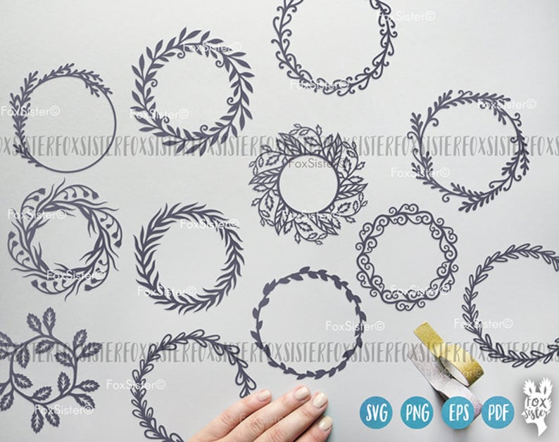 Wreath Svg Bundle! Wreath Clipart, Monogram Frame, Christmas Wreath Svg, Leaves Svg, Flourishes Svg Digital Cut File Cricut and Silhouette image 7