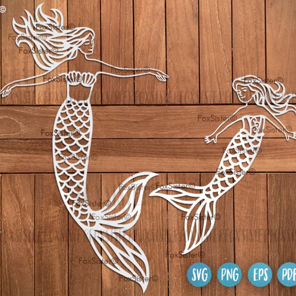 Mermaid Svg, Mermaid Svg Clipart, Mermaid Silhouettes Digital, Mermaid Svg Bundle, Sea svg | Little Mermaid Svg, Mom mermaid | Daughter Svg