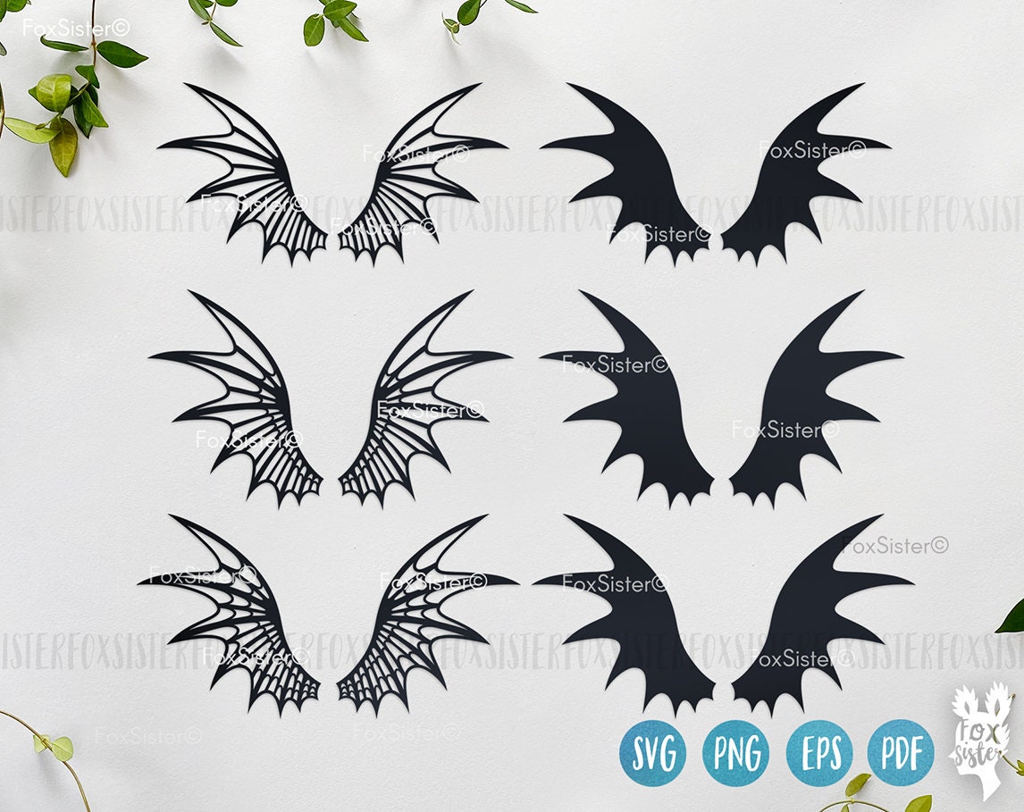 Dragon Wings Svg Bundle for Cricut and Silhouette, Bat Wings Svg, Scary ...