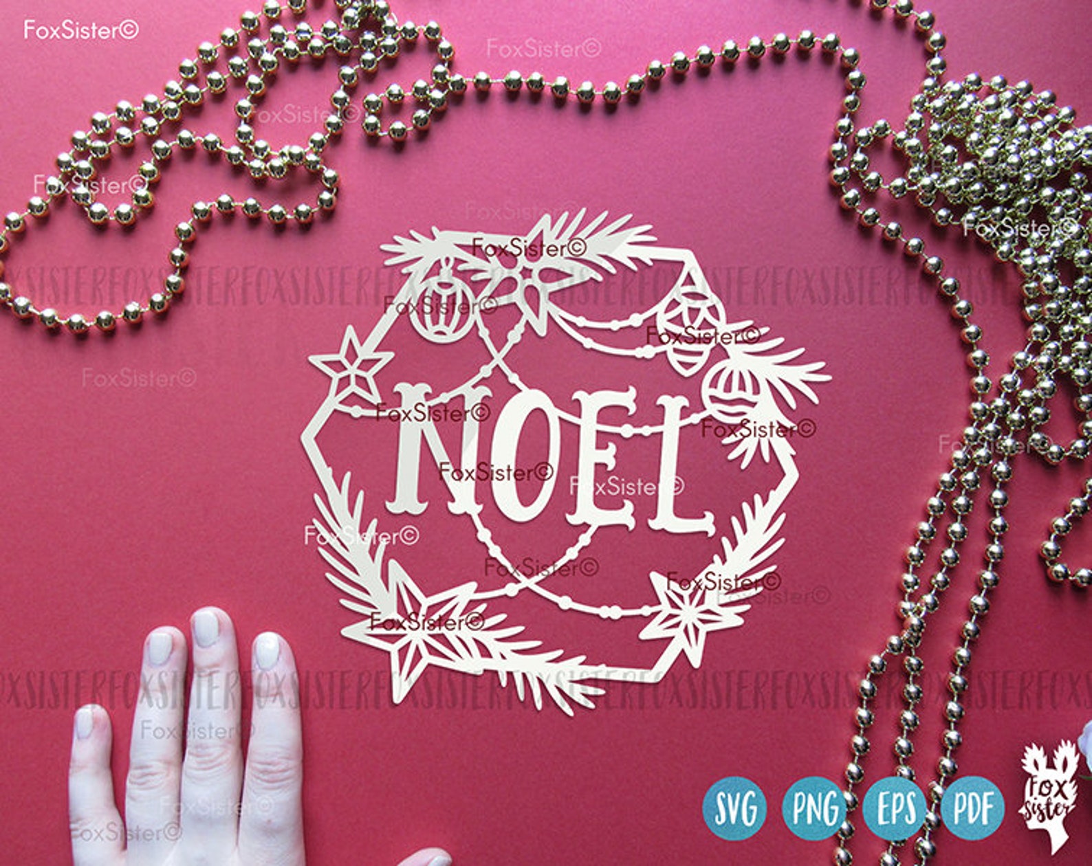 Noel Svg Cut File Christmas Wreath Svg Cut File Word Noel | Etsy UK