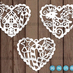 Christmas Baubles Svg, Christmas Svg Bundle, Bauble Svg, Bauble Template Clipart, Hearts, Reindeer, Candy cane Png, Vector Cricut Silhouette
