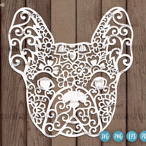 Dog Svg Cut Files, Boston Terrier Svg, Dogs Clipart, Floral Animal Svg file, Mandala Dog Svg, Png Cutting Svg files for Cricut Silhouette