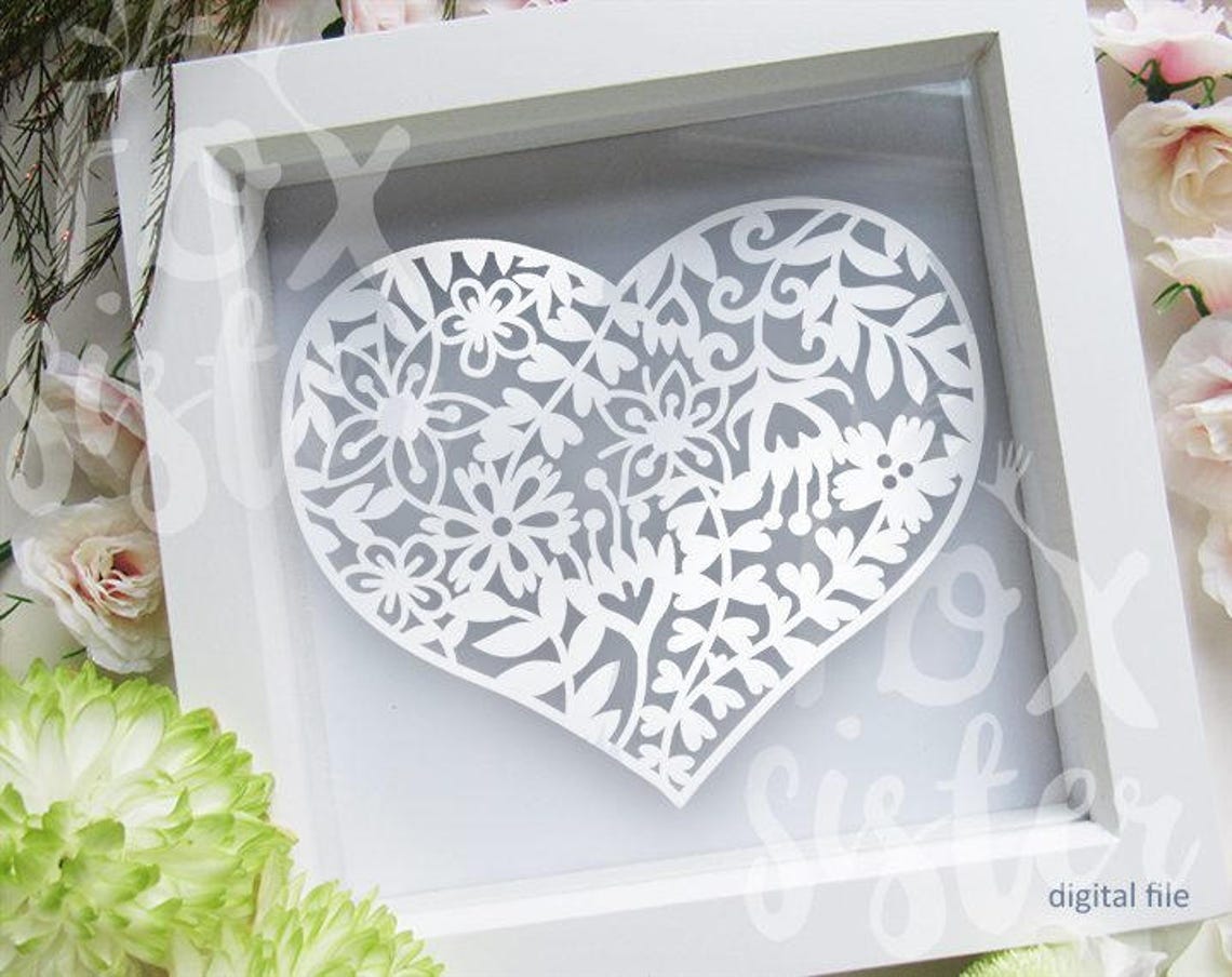 Floral Heart Svg Cut File for Cricut and Silhouette, Love Svg, Heart ...
