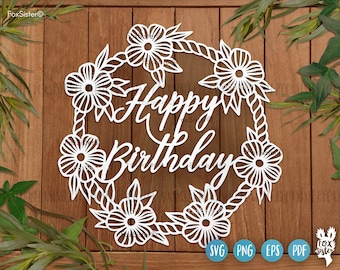 Alles Gute zum Geburtstag svg Designs für Cricut und Silhouette, Geburtstag svg, alles Gute zum Geburtstag Zeichen svg, svg alles Gute zum Geburtstag, floral Geburtstag svg