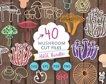 Mushroom Svg Bundle Cutting Files for Cricut and Silhouette, Mushroom Cut File, Vegetable Svg, Mushroom Clipart, FoxSister, Food, Fungi Svg