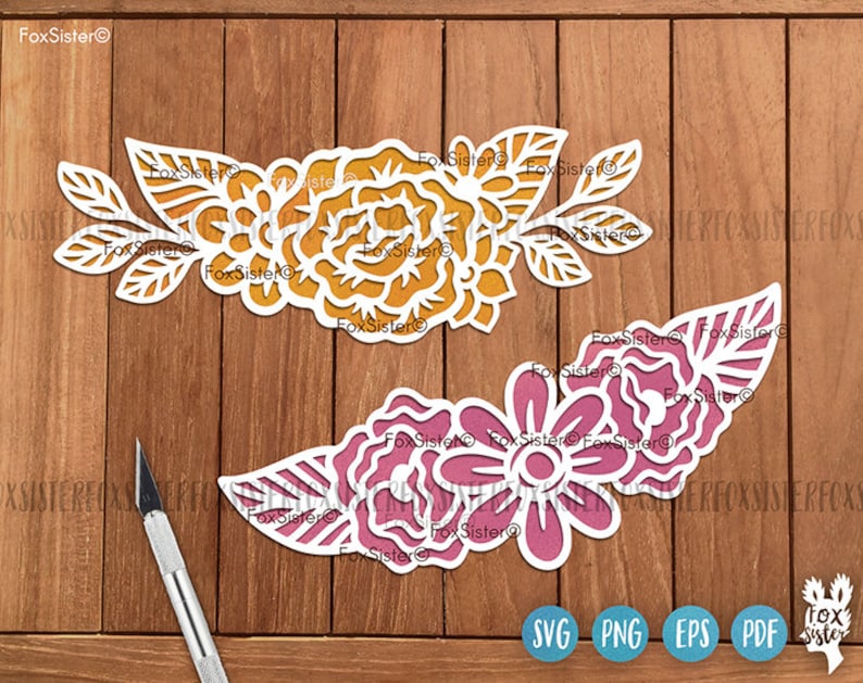 Flower Cut File Clipart Flowers designs Svg Clipart Floral Wreath Svg cut files for Cricut and Silhouette Rose Flower Svg Png files