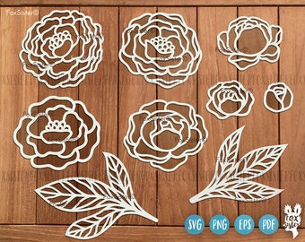 Peony svg designs for Cricut and Silhouette, peonies svg, floral svg, flower svg, botanical svg, wedding svg, spring svg, peony clip art
