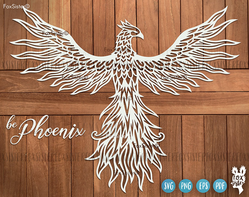 Phoenix svg for Cricut and Silhouette, Bird Svg, FoxSister, phoenix wings svg, phoenix rising svg, bird svg files, svg cut file, Animal Svg
