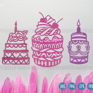 Birthday Cake Svg Bundle, Cake Svg, Birthday Cake Cut File Clipart, Celebration Svg, Die Cut, Vector, Decal, files for Cricut and Silhouette image 5