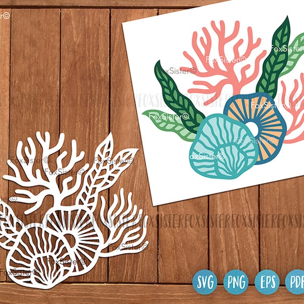 Corals Svg and Seaweed Svg designs for Cricut and Silhouette, Ocean Svg, FoxSister designs, Sea Svg, Plants Svg, Coral Clipart, Beach svg