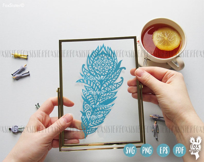 Download Mandala Boho Feather SVG Cut File Templates Tribal Feather ...