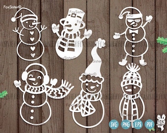 Weihnachten Schneemänner svg, Schneemann svg Bundle, Schneemann 6 svg cut Files, Weihnachtsschnittdatei svg, Spaß einfache Schneemänner svg, einfache Schneemänner svg