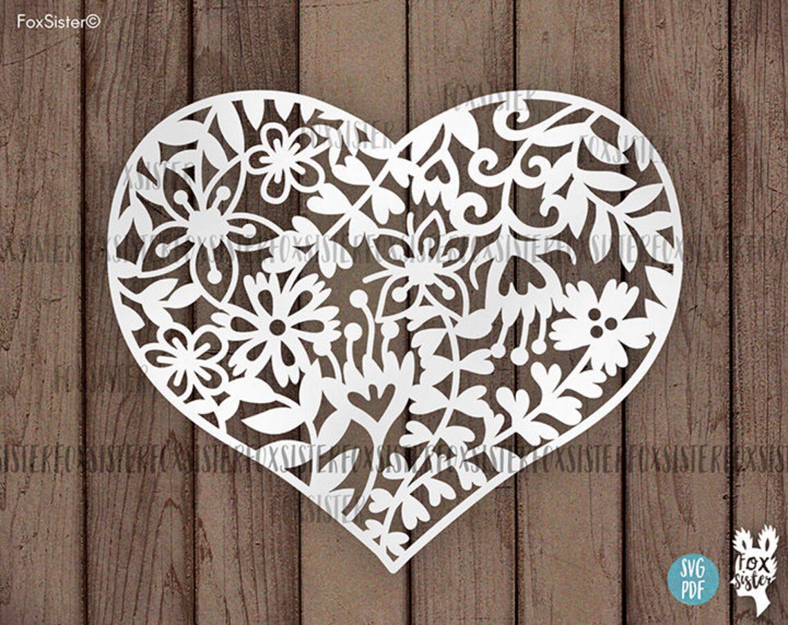Floral Heart Svg Cut File for Cricut and Silhouette, Love Svg, Heart ...