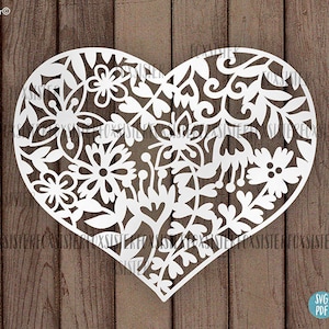 Archivo de corte SVG de corazón floral para Cricut y Silhouette, SVG de amor, SVG de corazón con flores, SVG de San Valentín, clipart de corazón, SVG de Cricut, SVG de boda