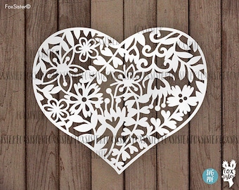 Floral Heart svg cut file for Cricut and Silhouette, love svg, heart with flowers svg, valentine svg, heart clipart, cricut svg, wedding svg