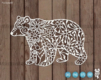 Mama and Baby Bear Svg design, Mama Bear Vector Clipart, Floral Mama Bear Svg, Bear Svg, Baby animal Clip Art, Cricut file, Silhouette file