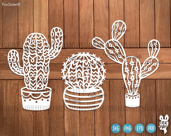 Download Cactus Vector Svg Bundle Detailed Designs Cactus Clipart Plant Svg Template Png Cacti Digital Decal Cut