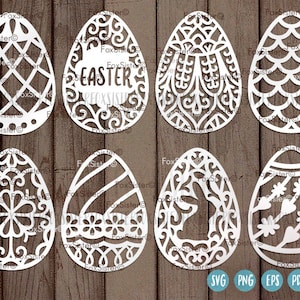 Plantilla de huevos de Pascua svg SET 1, huevo de Pascua, archivo de corte de Pascua, conejito svg, archivo de corte svg de conejito de Pascua, patrón de clipart svg, Cricut / Decoración del hogar