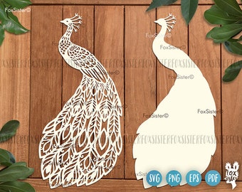 Peacock svg vector detailed cutting file design, Peacock Clipart, Peacock Svg template, Peacock digital Decal Cut file for Cricut Silhouette