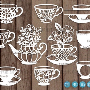 Coffee Tea Svg, Cup Svg Bundle! Tea Pot Clipart Cut Files, England Svg, Alice in Wonderland Svg, Cutting files for Cricut and Silhouette