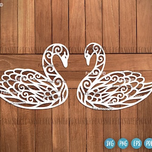 Vecteur de cygnes Svg couper fichier Clipart, fichier coupe cygne, fiançailles Svg, mariage Svg, sticker oiseau Png pour Cricut et Silhouette, téléchargement immédiat