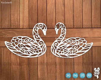 Swans Svg vector Cut File Clipart, Swan Cut File, Engagement Svg, Wedding Svg, Bird Decal Png for Cricut and Silhouette, Instant Download