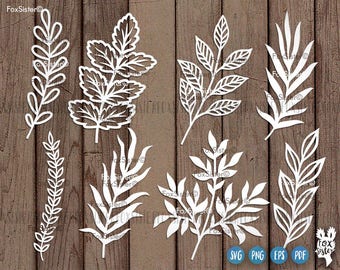 Leaf Svg, Branches Svg File, 8 Designs SET 1, hand drawn svg, Wreath elements svg, Nature svg, Leaves Cutting Svg, Cricut File, Home Decor
