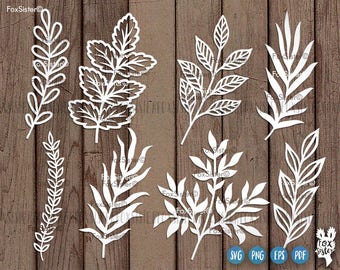 Leaf Svg, Branches Svg File, 8 Designs SET 1, hand drawn svg, Wreath elements svg, Nature svg, Leaves Cutting Svg, Cricut File, Home Decor