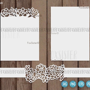 Banda del vientre Invitación de boda Archivo de corte Svg, Suculentas Svg, Corona Svg, Plantilla Border Svg, Archivos de corte Png y Vector para Cricut Silhouette