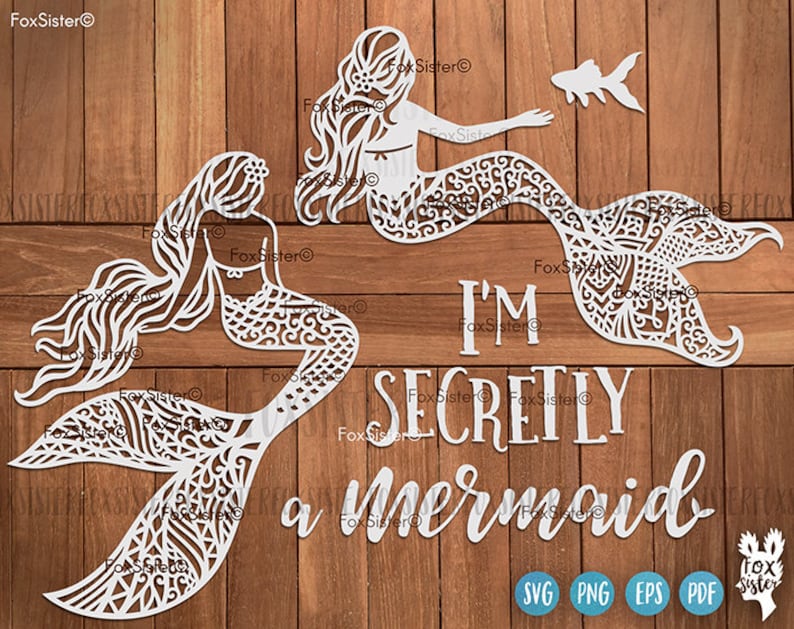 Mermaid Svg Png files Clipart Summer Beach Silhouette Fish | Etsy