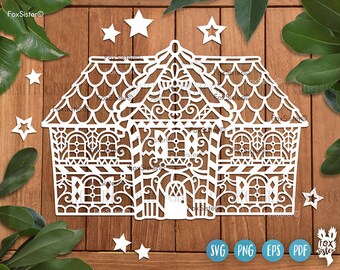 Christmas Gingerbread House Svg, Christmas Village Svg, House Svg House Svg Template, Christmas House Svg, FoxSister, Cricut and Silhouette