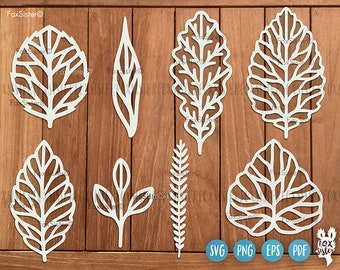 Leaves Svg SET 1 , Leaf Svg File  8 Leaf Designs | Leaves Cutting Svg | Wreath elements svg | Nature svg | Plants Svg | Cricut | Silhouette