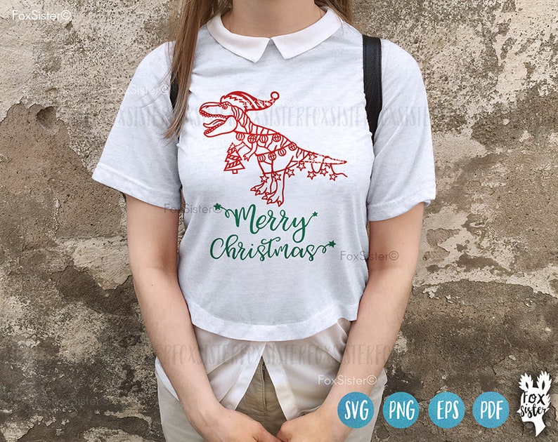 Christmas Trex Svg for Cricut and Silhouette Christmas Svg Etsy