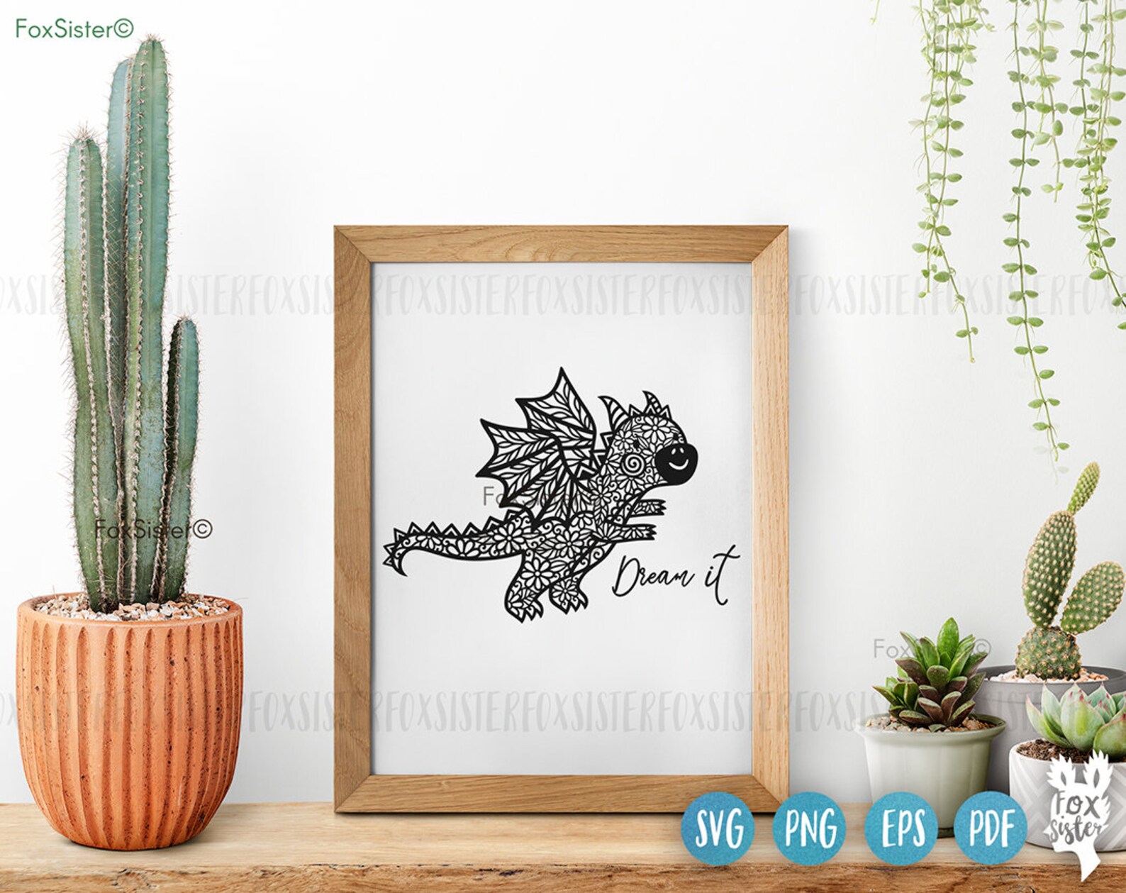 Cute Baby Dragon Svg Floral Design for Cricut and Silhouette, Dream It ...