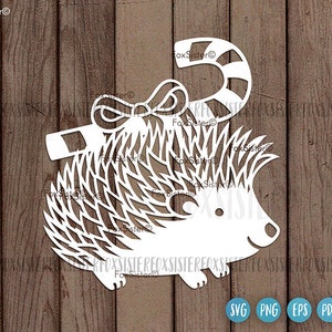 Happy Hedgehog Svg File, Hedgehog Cut File, Merry Christmas Svg Clipart, Candy cane Svg, Presents Svg, FoxSister Svg, Cricut and Silhouette