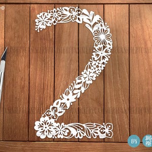 Design de arquivo de corte número 2 dois Svg, dois Svg, 2 Svg, números Svg, segundo aniversário Svg, números florais svg, para Cricut, Cameo, Silhouette