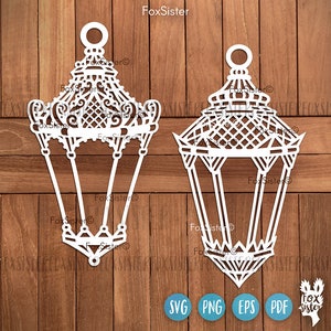 Lanterns svg designs for Cricut Silhouette Glowforge and other laser cutters, lantern clipart, outdoor hanging lantern svg, vintage svg