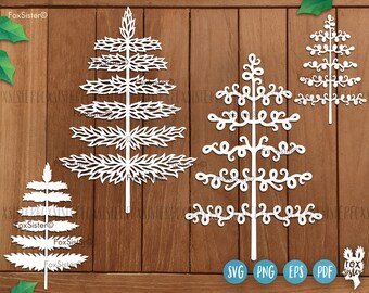 Kerstboom SVG bundel gesneden bestand voor Cricut en silhouet, Pine hand getrokken SVG, Pine Tree SVG, Kerstmis SVG, gedetailleerde boom SVG clipart