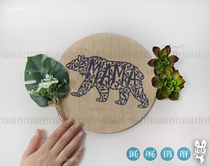 Download Mama Bear Svg cut file floral design for Cricut and | Etsy
