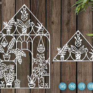 Design de plantas svg para Cricut e Silhouette, Greenhouse svg, jardinagem svg, plantas png sublimação, planta de casa svg, botânico svg