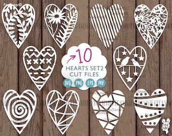 Heart Svg SET 2, 10 svg Hearts, Valentine SVG, Floral Cut File,  Birthday svg,  Wedding svg, Love svg, Decal, Vinyl, Silhouette, Cricut