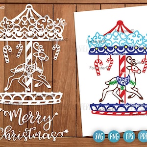 Leuke rendieren Svg-bestand knippen, herten svg, draaimolen svg-carrousel, Merry Christmas Svg, kerst speelgoed svg-bestanden voor Cricut Silhouette, kermis