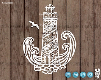 Lighthouse by the sea and flying seagull Svg design, Lighthouse Svg vector Cut File, Ocean Svg, Png Cutting Svg files for Cricut Silhouette