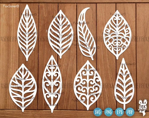 Leaves Svg Bundle SET 4, Leaf Svg 8 Designs, Leaves Cut File Wreath elements Svg, Nature, Clip art, Branches, Feather, Cricut, Silhouette