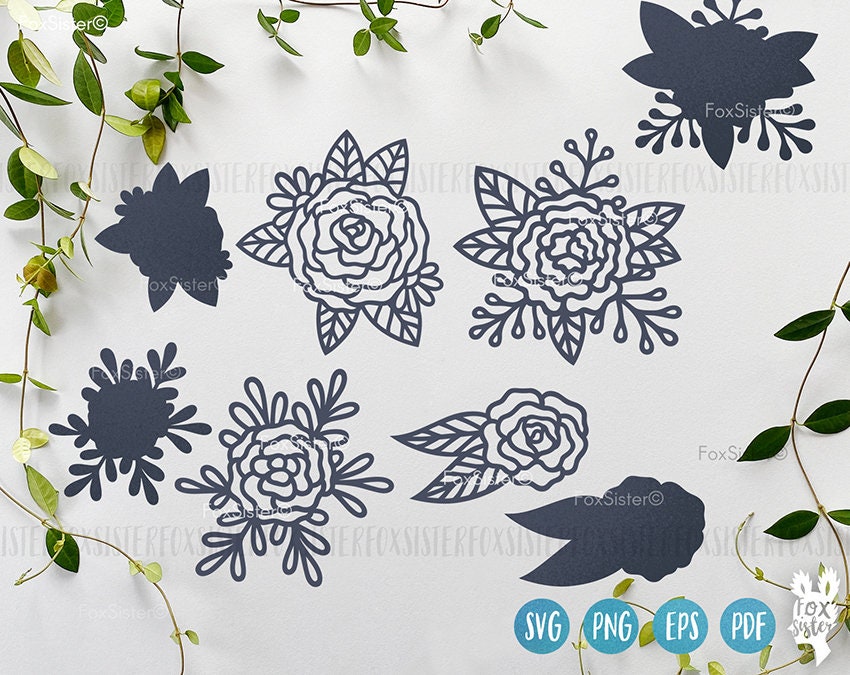 Rose Bundle Svg, Flower Svg Bundle, Roses Svg, Floral Svg, Flower Cut ...