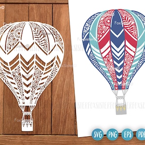 Fichier de coupe montgolfière Svg, clipart montgolfière, fichier de coupe Silhouette, Design floral Svg, FoxSister Svg, fichier Cricut, fichier Silhouette