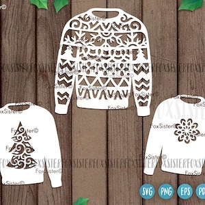 Weihnachten Pullover SVG, Weihnachtsbaum, Schneeflocke, Weihnachten Pullover, Hässliche Weihnachten Pullover, Vektor Png Cricut Silhouette