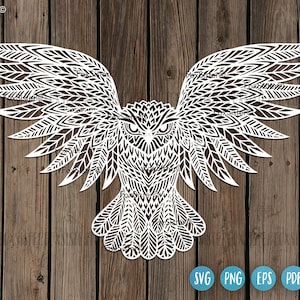 Eule für Cricut und Silhouette, Mandala Eule, Vogel svg, fliegender Vogel svg, Vogel Clipartß, Tier svg, Waldland svg, Eule png