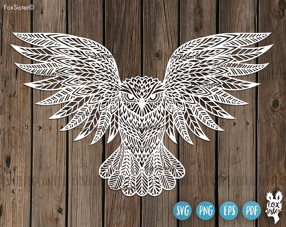Owl svg design for Cricut and Silhouette, mandala owl svg, Birds svg, flying bird svg, Bird clipart